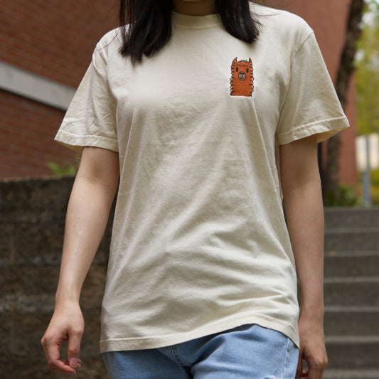 alpaca with curvy outlines embroidered t-shirt