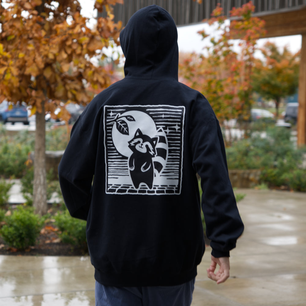 Giant Tanuki watching the moon hoodie