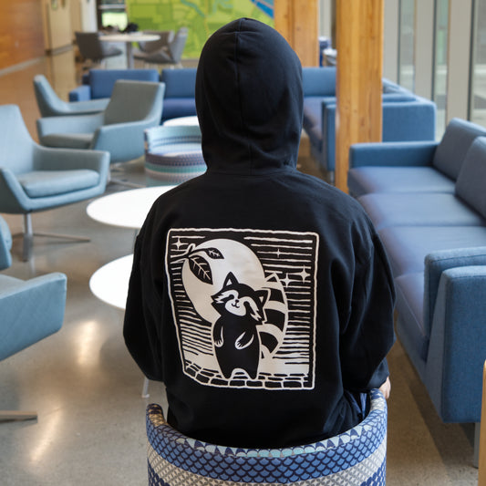 Giant Tanuki watching the moon hoodie